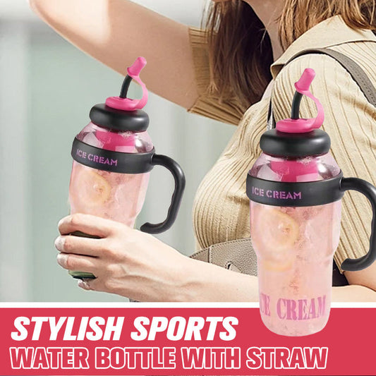 Stilfull sportvattenflaska med sugrör 💧 Stor kapacitet, läckagesäker & enkel att dricka ur under rörelse 🏃‍♀️✨