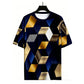 Herr T-shirt med 3D Geometriskt Tryck och Rund Hals