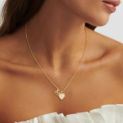 💎Exklusiva smycken💎Hjärtformat bokstavshalsband – micro-pave, titanstål & justerbar längd 💎✨
