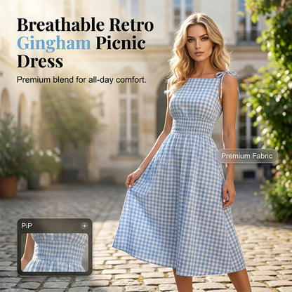 👗🌸 Rutig smockad maxiklänning
