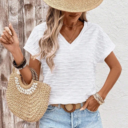 👚 60% RABATT NU! ✨ Dam V-ringad Kortärmad Blus – Elegant & Mångsidig – Perfekt för Jobb, Middag & Afterwork 🌸