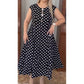 Dam Sommar Plus Size Polka Dot Ärmlös Midi Klänning