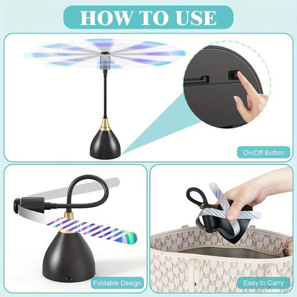 🌀 50% RABATT! Smart Flugbortdrivande Fläkt – USB/batteri, tyst & portabel
