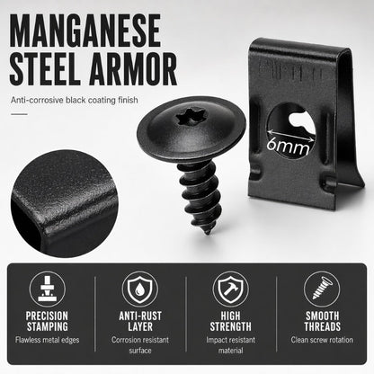 🔩 50% RABATT NU! 🚗 Universellt Set med U-formade Metallklämmor & Skruvar – Säkert Fäste för Stötfångare, Skärmar & Grillar – Perfekt för Bilar, SUV:ar & Lastbilar 🛠️